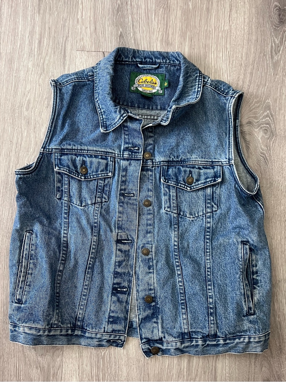 Cabela's Blue Denim Sleeveless Jean Jacket Vest